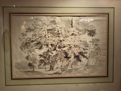 Ecole vers 1880 Les arbres Lavis