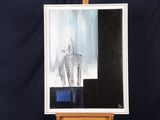 une photo d'un tableau posé sur un chevalet, sur lequel est représenté un autre tableau
