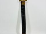 an old dagger with a wooden handle on a white background