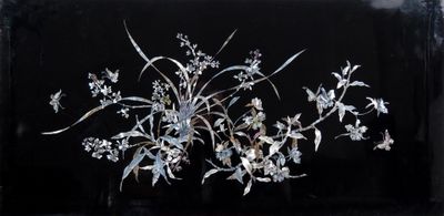 Vietnam, seconde moitié du XXe siècle, Panneau en laque noir…