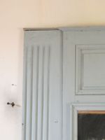 TRUMEAU de cheminé en bois mouluré, sculpté et laqué gris à … (photo 2)