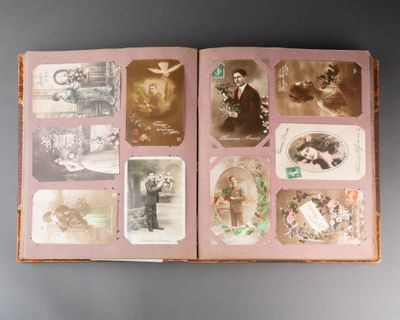 an open book with pictures of people on it