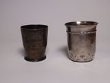pair of silverplated cups with beaded rims
