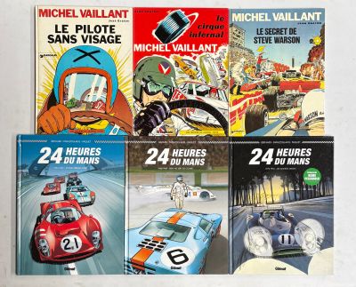 des livres posés sur une surface blanche, avec l'image d'une voiture de course et une voiture de course