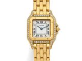 cartier a lady ' s 18ct gold and diamond set bracelet watch