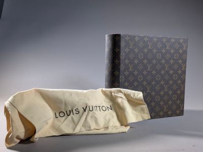 louis vuitton book and bag on a grey background