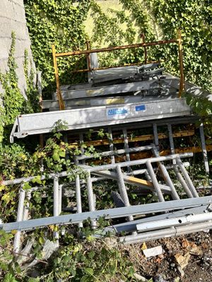 a metal structure that has been placed on the ground