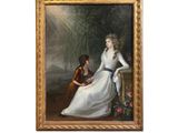 an image of a painting of a woman and a child sitting on a bench