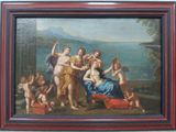 tableau représentant un tableau dans lequel on voit un groupe de femmes jouant avec un bébé