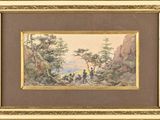 une image représentant un tableau où l'on voit un groupe de personnes dans les bois