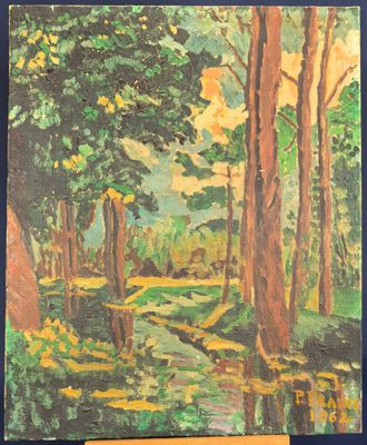P.Franke ?, "Paysage", huile sur toile, datée 1962