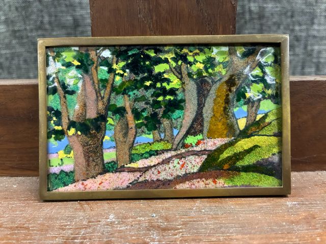 Léon JOUHAUD (1874-1950) « Sous-bois ». Émail. Monogrammé en bas ...