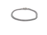 a close up of a silver bracelet with a diamond on it