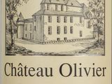 a bottle of wine with a drawing of a house in the background