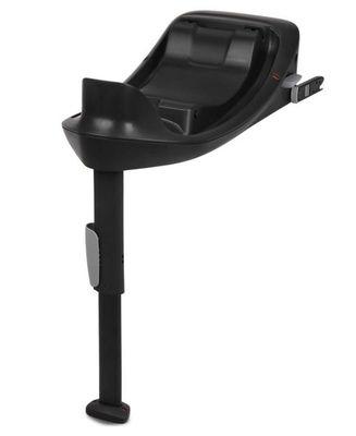 a close up of a black car seat on a white background