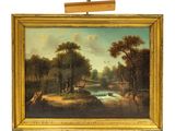 une image représentant un tableau représentant un paysage avec du bétail près d'un ruisseau