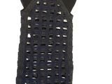 a black dress with a flower on top of it