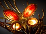 a close up of a light that has a flower on it