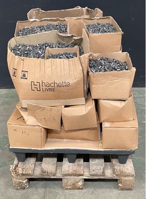 many boxes of nuts on a pallet in a warehouse