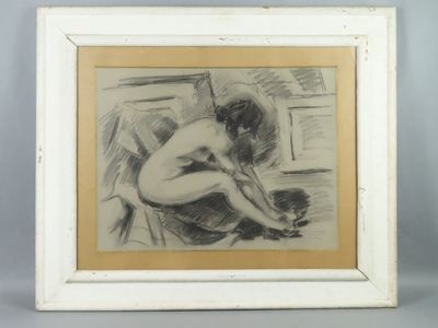 an image of a drawing of a nude woman sitting on a chair