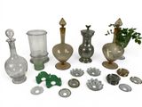 a lot of glass items that are sitting on a table