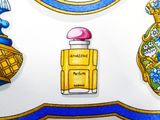a picture of a close up of a shirt with perfumes on it
