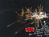 une image représentant un tableau noir et or sur lequel figure une inscription