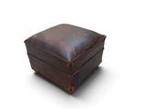 an old suitcase on a white background with a brown leather cover