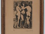 an old picture of a couple of nudes standing next to each other