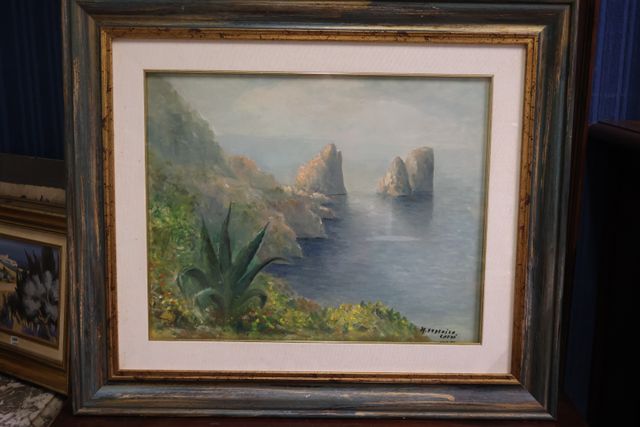 Massimo FEDERICO « Vue de Capri ». Huile sur toile. Signé en bas ...