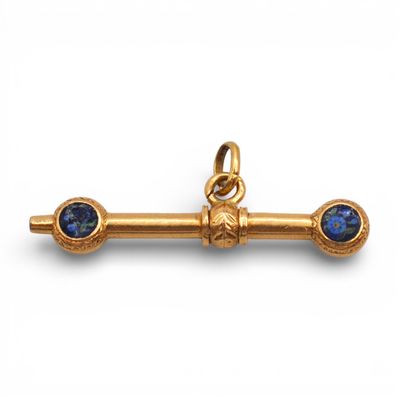 Remontoir clé de montre à gousset en or jaune 18 K (750/1000), décoré  - Photo 1