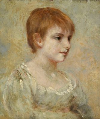 une image représentant un tableau d'une jeune fille en robe blanche