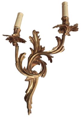 pair of antique brass wall sconces with flowers and leaves