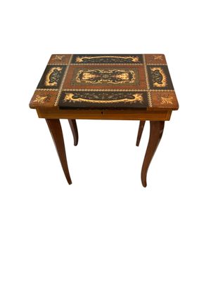 an image of a small table with a tile top