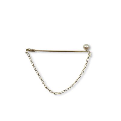 Épingle de col en or jaune (750) ornée d'une perle de cultur… - Photo 1
