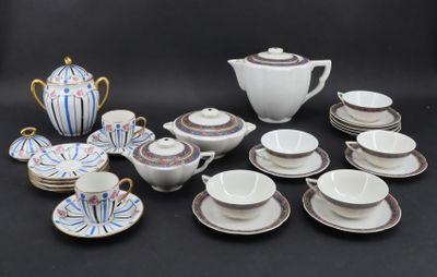 many different types of tea cups and saucers on the table