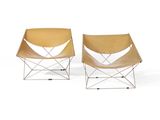 paire de fauteuils de salon de style « mid-century modern » en cuir et chrome
