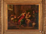 un tableau représentant une réunion de famille dans un salon