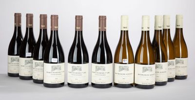 six bouteilles de vin sont alignées sur une table