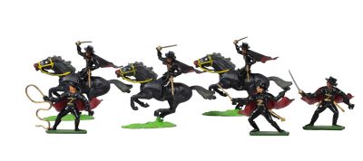 six figurines of a man on a horse and a man on a horse