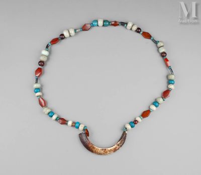 un gros plan d'un collier orné d'une corne