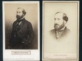deux vieilles photos en noir et blanc représentant des hommes barbus et moustachus