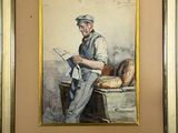 une image d'un tableau représentant un homme assis sur un banc