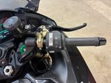 a close up view of a motorcycle with the control panel on