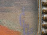 painting of a desert scene with a cactus in the foreground and a sky in the background