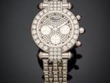 a diamond set chronograph wristwatch, by cartier