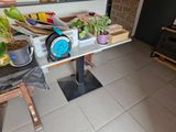 a table that has a bunch of plants on it