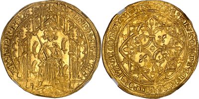 deux souverains d'or, dont l'un est orné de l'effigie d'un homme et d'une femme