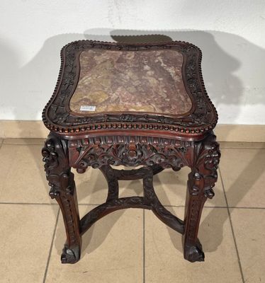 marble top side table on cast iron base