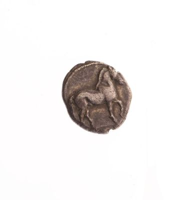 gros plan d'une pièce de monnaie sur laquelle figure un cheval